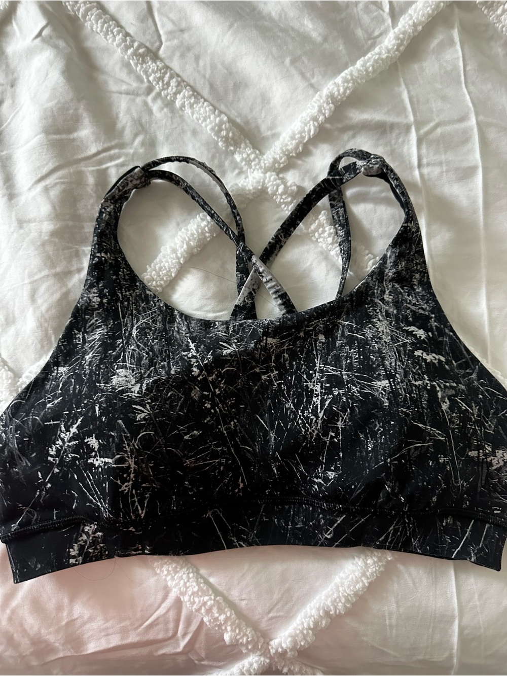 lululemon athletica Black & White Abstract Strappy Sports Bra